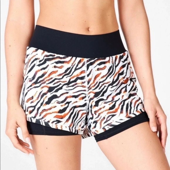 Fabletics Pants - Fabletics Olesia Tiger Print Lined Running Gym Shorts​​​​​​​​​